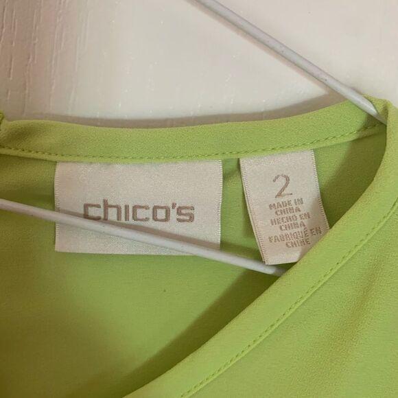 Chico’s neon green zipper back blouse - Picture 2 of 5